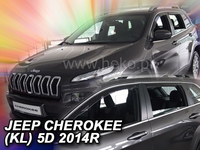 Protiprůvanové plexi, ofuky oken Jeep Cherokee 5D 2014r =>, 4 ks predné+zadné HDT