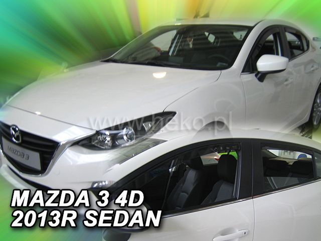 Protiprůvanové plexi, ofuky oken Mazda 3 4/5D 2013R => sed/htb, 4 ks predné+zadné HDT