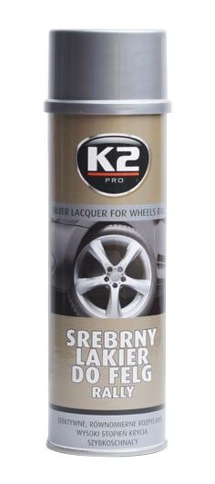K2 SILVER Lacquer FOR WHEELS RALLY 500 ml - strieborný lak na kolesá, ochrana proti kor, L332 K2 (Poland)