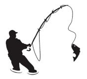 Samolepiace dekory "AVIS" rybár čierny, 12x12cm
