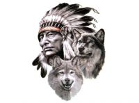Samolepící dekory "AVISA"  indián s vlky 16x22 cm