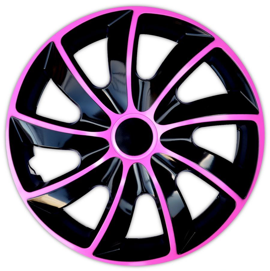 Ozdobné kryty kolies růžová 14'' QUAD BICOLOR Black Pink sada 4ks NRM (Poland)