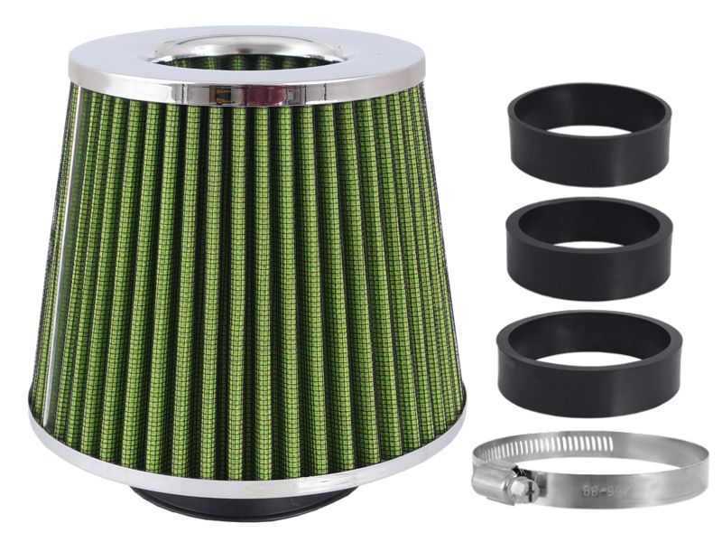 Filter vzduchový zelený / chróm UNI 155x130x120mm, adaptér 60,63,70mm, 86008 CARMOTION (POLAND)