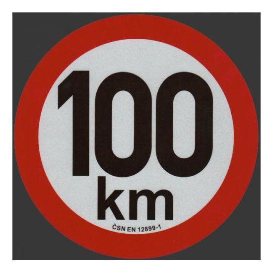 Reflexná samolepka 100 km obmedzenia rýchlosti priem. 20 cm, kulatá