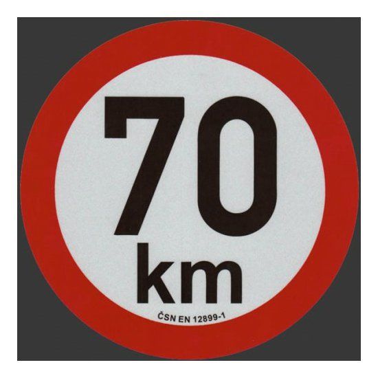 Reflexná samolepka 70 km obmedzenia rýchlosti priem. 20 cm