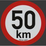 Reflexná samolepka 50 km obmedzenia rýchlosti priem. 20 cm