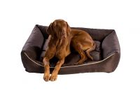 Pelech pre psa Argi obdĺžnikový - snímateľný poťah z polyesteru - tmavo hnedý - 120 x 90 cm