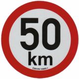 Reflexná samolepka 50 km obmedzenia rýchlosti priem. 20 cm