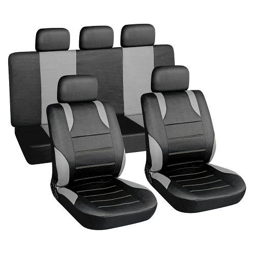 Autopotahy šedé SPORT Univerzální na auto s atestem na airbag, zipem dělená lavice Compass